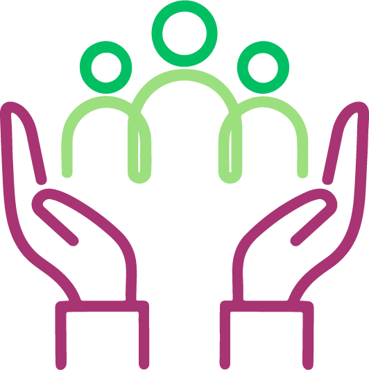 illustration de mains qui tiennent un groupe de personne